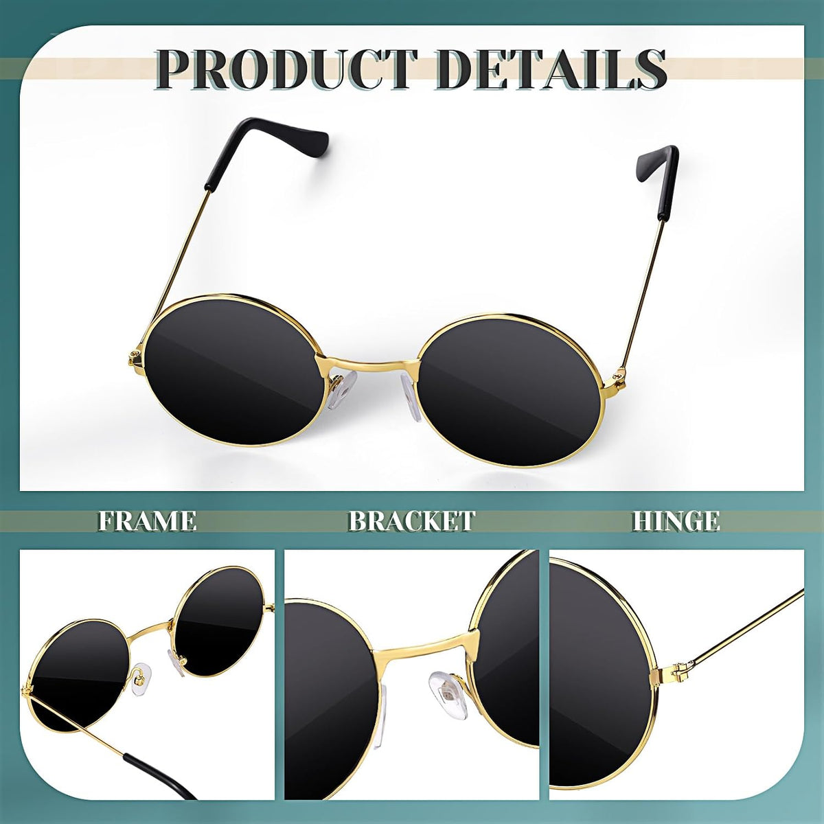 Dog Sunglasses for Small Dog Halloween, Modern Style, Gold, Black