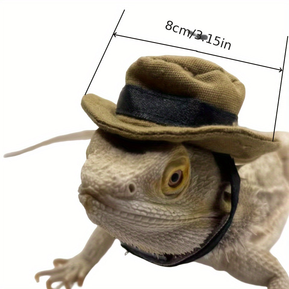 Bearded Dragon/Small Pet Hat And Sanitary Towel Set, Miniature Costume For Amphibians And Reptiles, Reptile Outing Dress Up Accessories, Adjustable Lizard Walking Gear