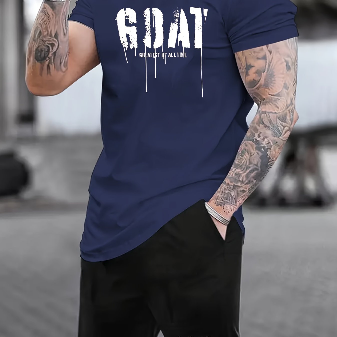 Mens Stylish Goat Print 2pcs Set - Casual Sportswear Outfit with Drawstring Shorts & Short Sleeve Top - Perfect for Spring Summer, Holidays, Leisure, Vacation, and Outdoor Fitness