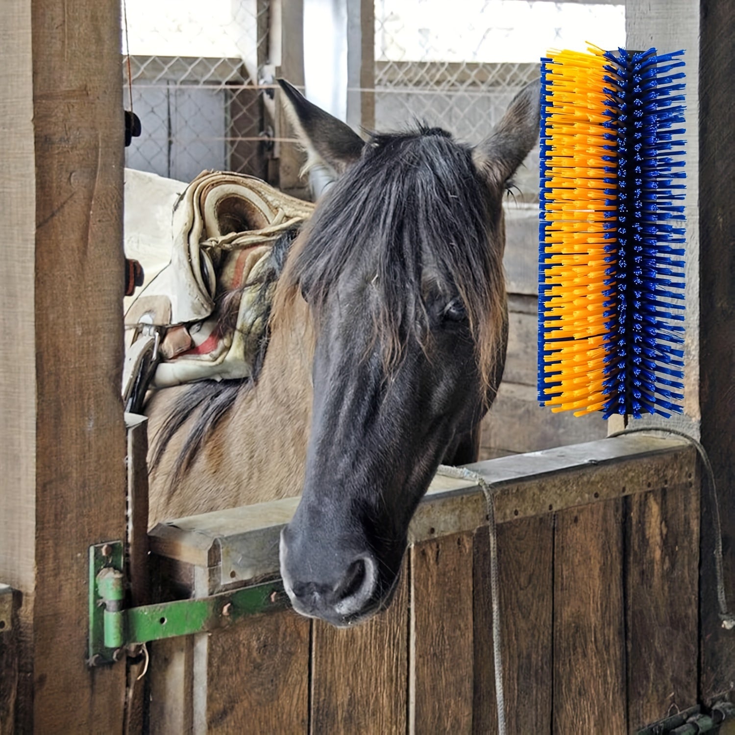 1pc Durable Livestock Scratch Brush, 19.0x8.0 inch- Ideal for Horse, Cow, Sheep Grooming- Includes Screw-On Accessories, No Batteries Required, Horse Grooming Supplies