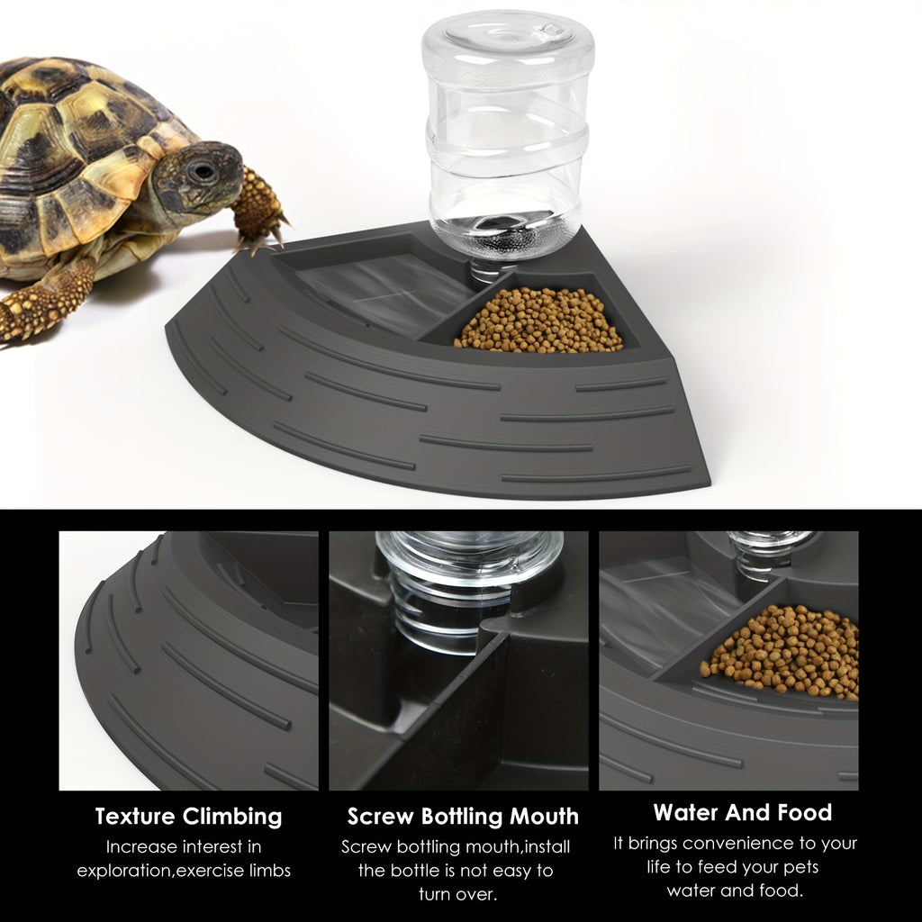 2 In 1 Reptile Water Dish & Food Dish With Automatic Water Bottle, Bearded Dragon Plastic Food Feeder Dish Terrarium Feeder Bowls For Leopard Gecko, Lizard, Frog, Snake & Chameleon