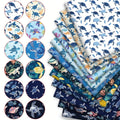 12pcs of Sea Turtles, The Spirits of The Ocean, an Icy Blue Ambiance, 12 Total Design Styles of Eighth Fabric Bundles, Polyester Patchwork, Suitable for Quilting, Crafts, Making Wallets, Gifts, Doll Clothes, Bag Making, Cushi