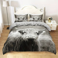 3pcs Stylish Countryside Highland Cow High-Definition Digital Printed bedding