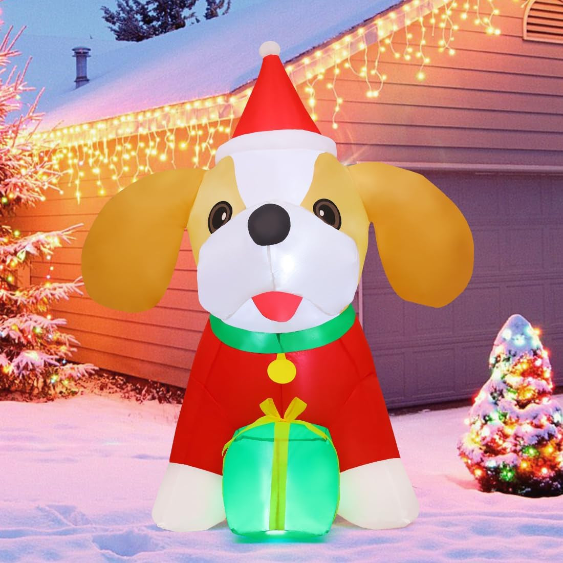 5FT Christmas Inflatable Cavalier King Charles Spaniel Yard Decoration with LED Lights