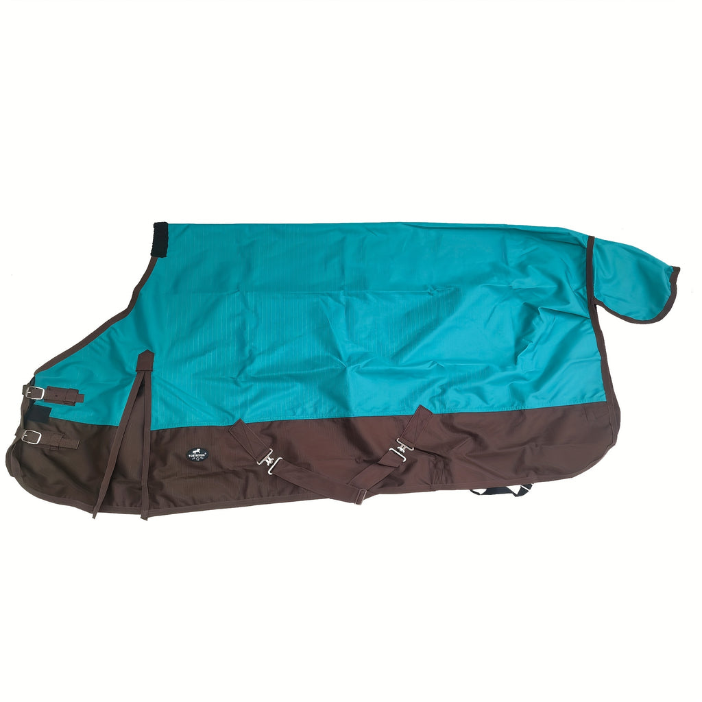 1pc TGW RIDING 1200D Horse Rain Sheet - Windproof, Waterproof, Breathable Polyester Fiber with Double Front Closure, Belly & Leg Straps for All-Season Protection