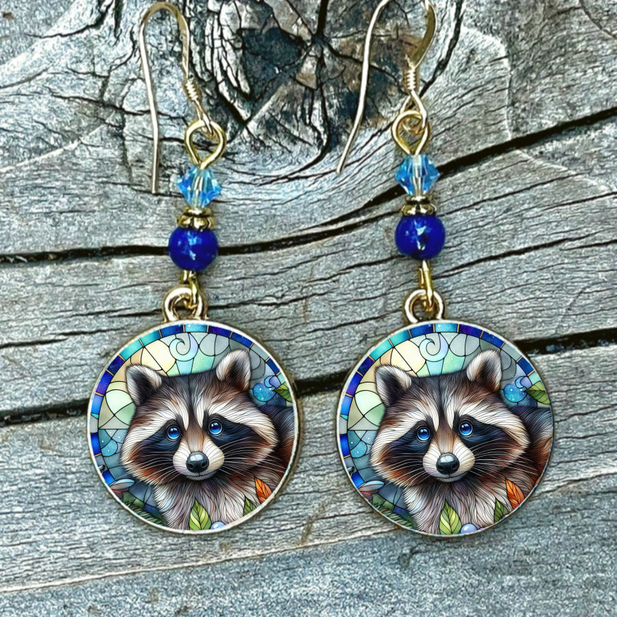 2pcs Raccoon Earrings Animal Earrings Nature Earrings Forest Earrings Pendant Earrings Plant Earrings Jewelry Accessories Unique Jewelry Christmas Gifts Holiday Gifts Everyday Gifts Autumn Gifts
