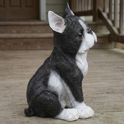 Boston Terrier Statue, Resin Dog Figurine for Garden, Porch and Home