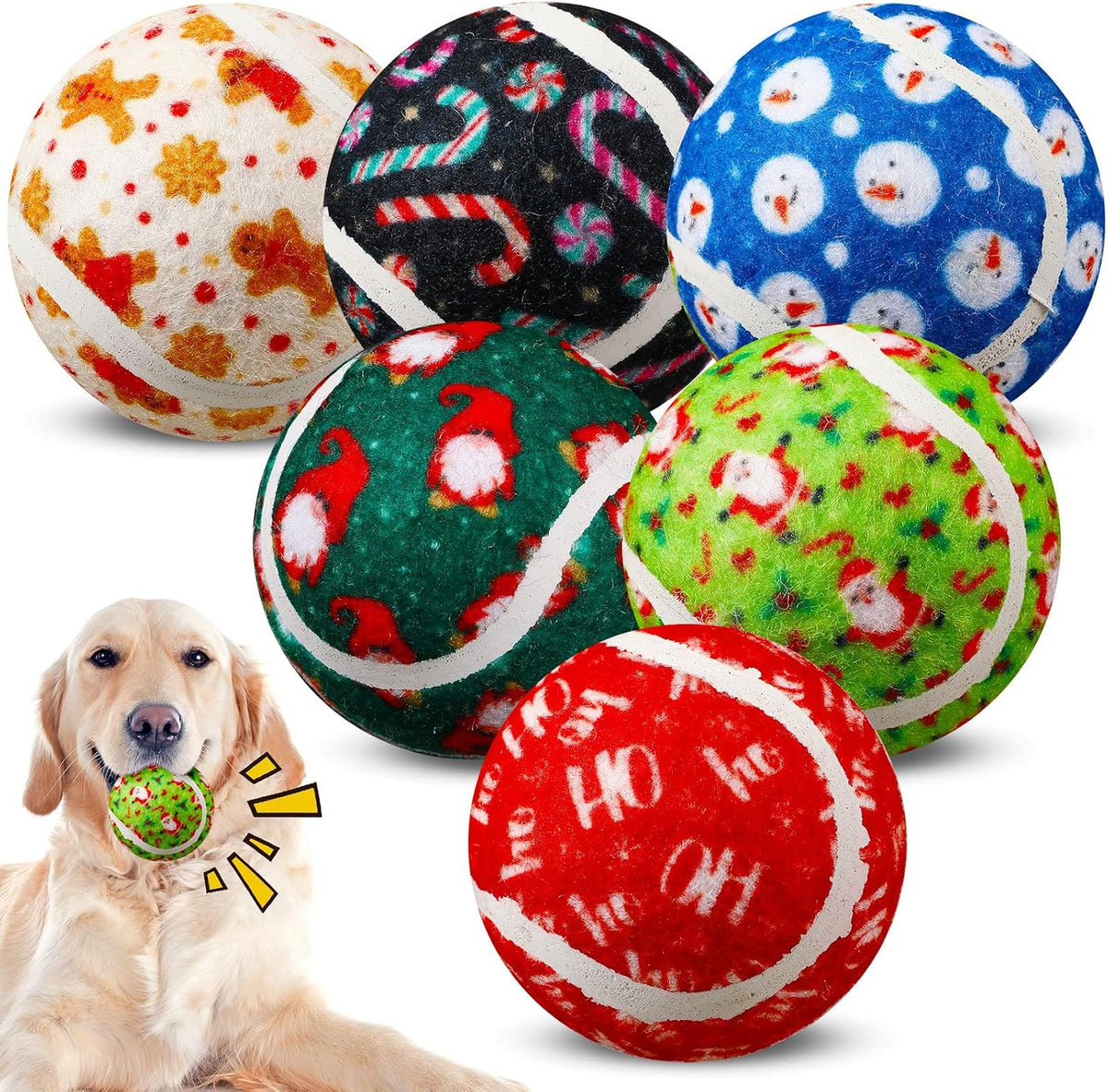 6 Pcs Halloween Dog Toys Bulk, 2.5 Inch Squeaky Tennis Balls Gifts