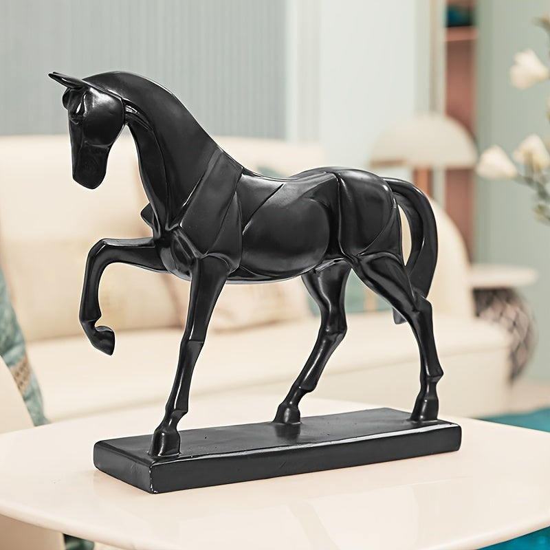 1pc Galloping Horse Home Decor Creative Ornament for Living Room, Study, And Office, Black Horse Figurine Symbolizing Success.