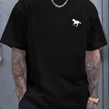 Classic Cotton Crew Neck T-Shirt - Soft, Breathable, Minimalist Horse Print, Comfortable Casual Wear for Everyday Activities