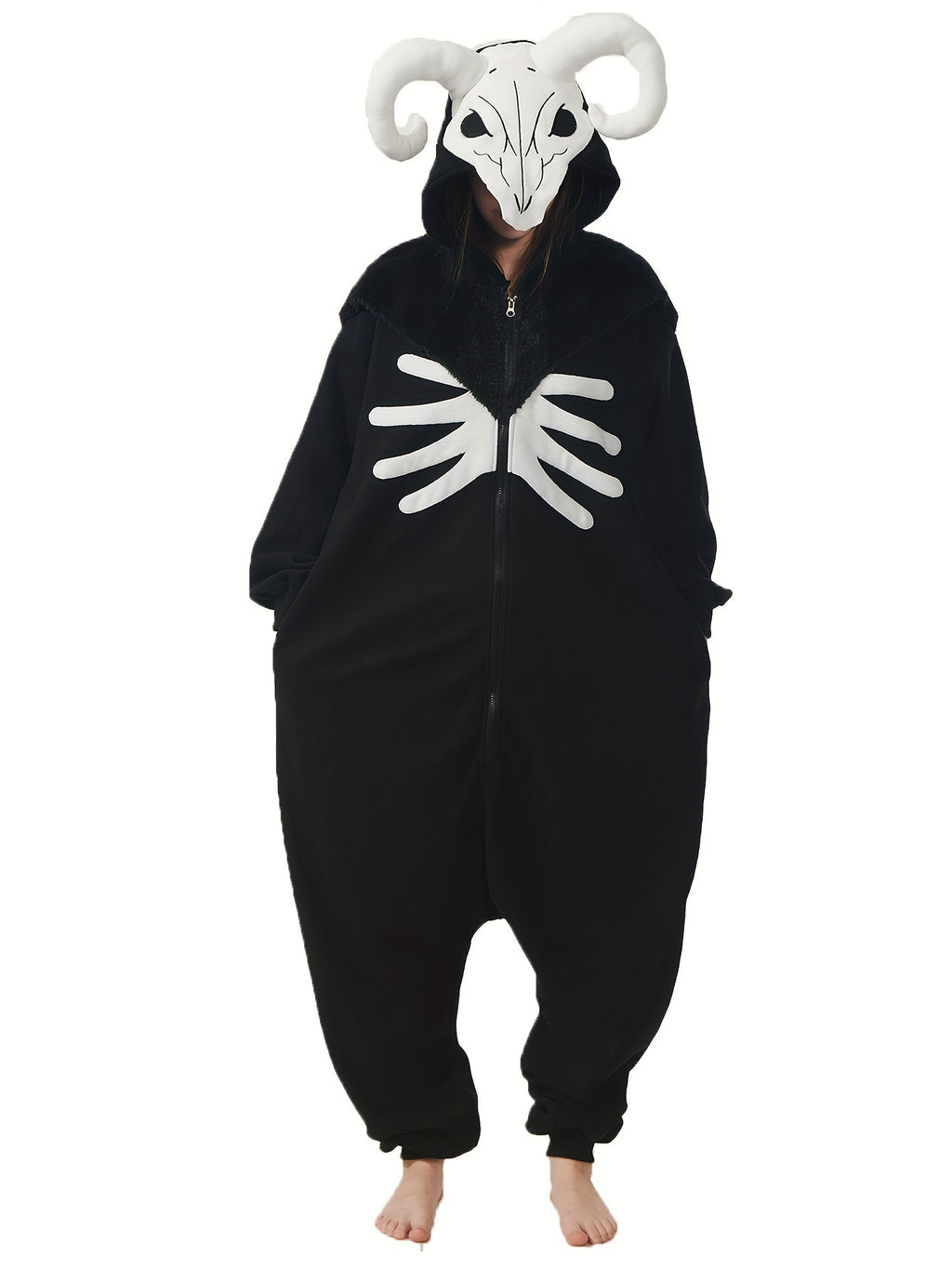 Adult Goat Demon Onesie Costume Pajamas, Halloween Christmas Mythical Creature Goat Demon Onesie Pajamas
