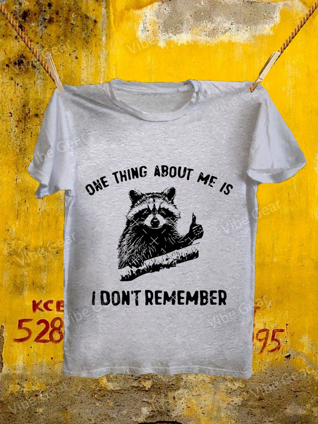 Men's 90s Retro Raccoon Graphic T-Shirt - "One Thing About Me I Don't Remember" Humorous Slogan, Soft 100% Cotton, 220gsm Heavyweight, Regular Fit Casual Tee, Printed & Shipped from USA