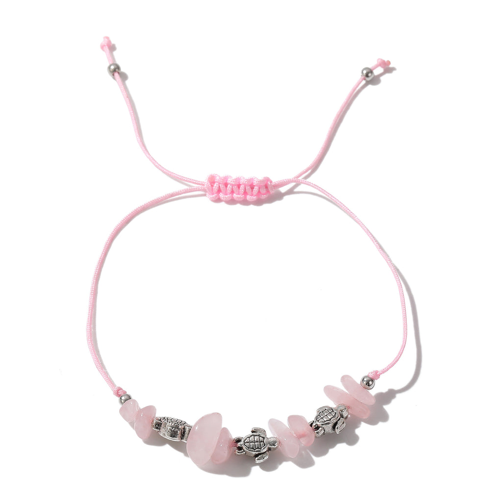 Valentine Mother’s Day Party Gift Assorted Adjustable string Bracelet with silvery small Turtles and stones