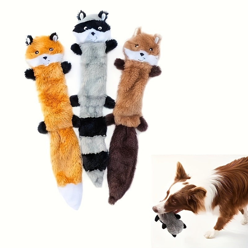 1pc Squeaky Plush Dog Toy, Fox/Raccoon/Squirrel Shaped Toy Dog Chew Toy Molar Toy For Medium Dogs